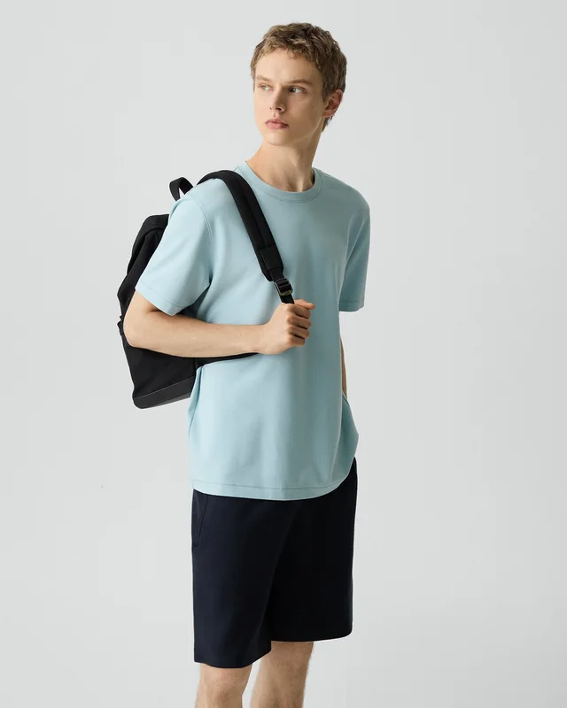 Theory Ryder Tee in Relay Jersey in LIGHT OCEAN AIR 64% Viscose, 30% Polyamide, 6% Elastane, photo 2 of 8 from Theory