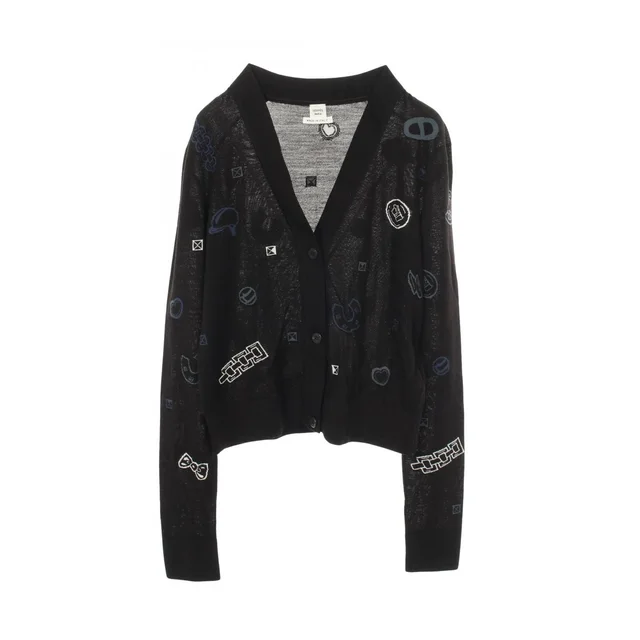 Hermès Cardigan Candy Libris Black Wool in Black Wool from The Reluxe
