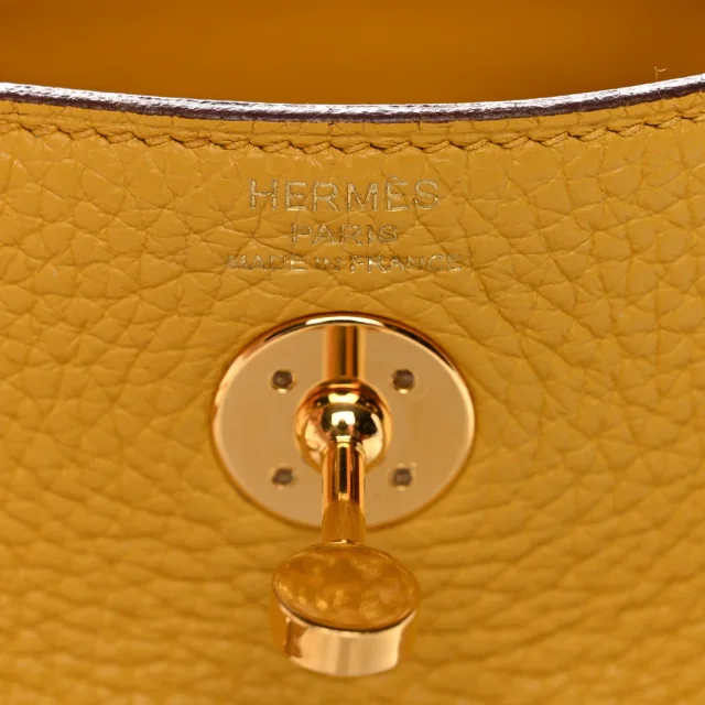 Hermès Taurillon Clemence Mini Lindy 20 Sun in Clemence leather from FASHIONPHILE, photo 6 of 11