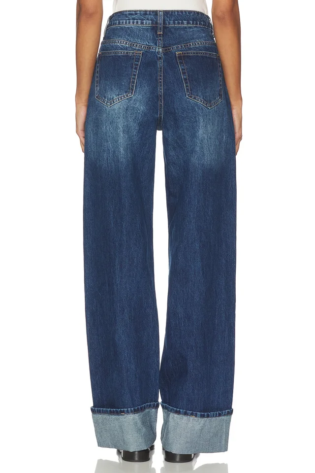 superdown Lulu Cuffed Jean in Dark Wash Blue, photo 4 of 6 from REVOLVE (Canada)