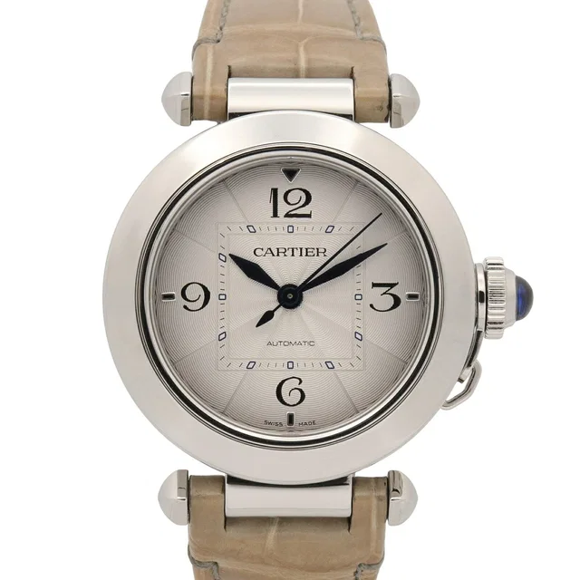 Pasha de Cartier Stainless Steel Leather in Leather from LuxUness