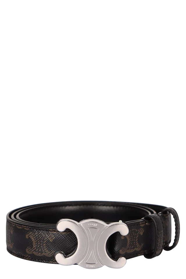 Celine Triomphe Canvas Belt — Black Polyurethane in Black Canvas from HEWI