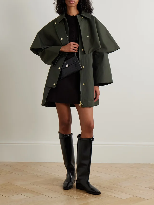 BARBOUR Fia cape-effect cotton-blend twill jacket in Green, photo 2 of 2 from NET-A-PORTER (Canada)