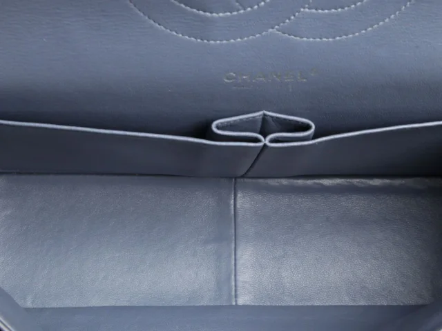 Chanel Jumbo Blue/Gray Quilted Lambskin Classic Double Flap in Blue Lambskin from Ann's Fabulous Finds, photo 9 of 10