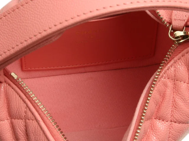 Chanel Small Pink Quilted Caviar Hobo Clutch in Pink Caviar leather from Ann's Fabulous Finds, photo 9 of 10