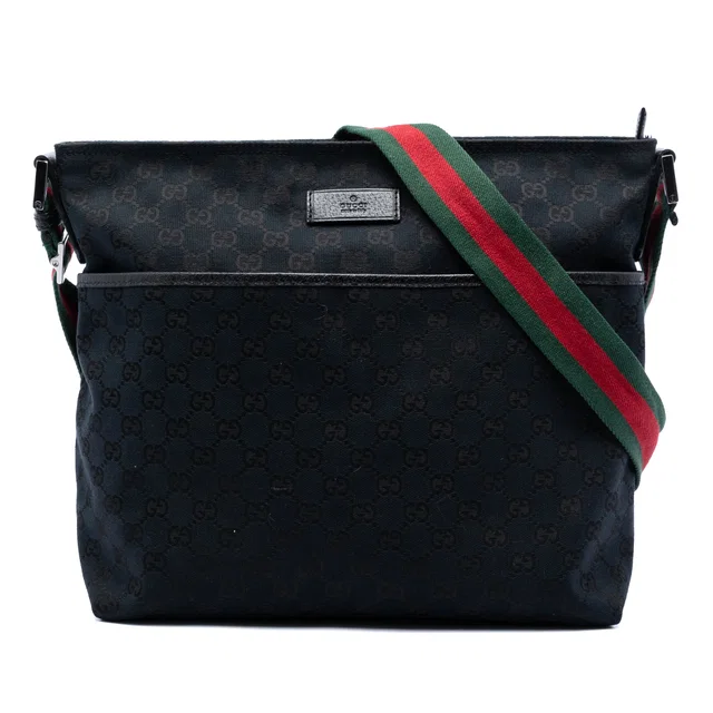Blue Gucci GG Canvas Web Crossbody in Blue Canvas from Designer Revival