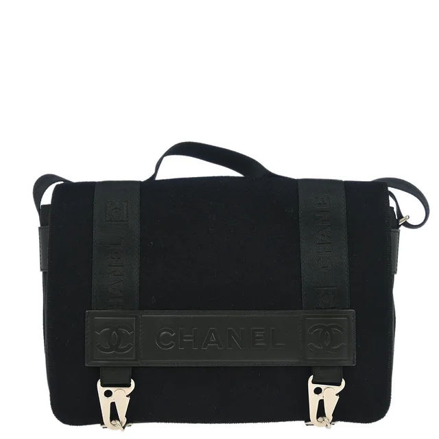 Chanel 2005-2006 Black Felt Nylon Sport Line 2way Shoulder Handbag in Black Nylon from AMORE Vintage Tokyo