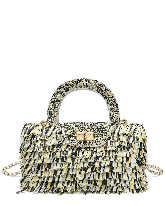 Tiffany & Fred Paris Tassel Weaving Raffia Top Handle Crossbody, image 1 of 1 from Rue La La