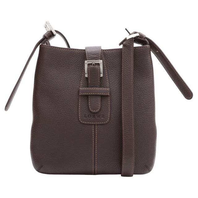 Loewe Senda Shoulder Bag Dark Brown in Brown Leather from VINTAGE QOO TOKYO