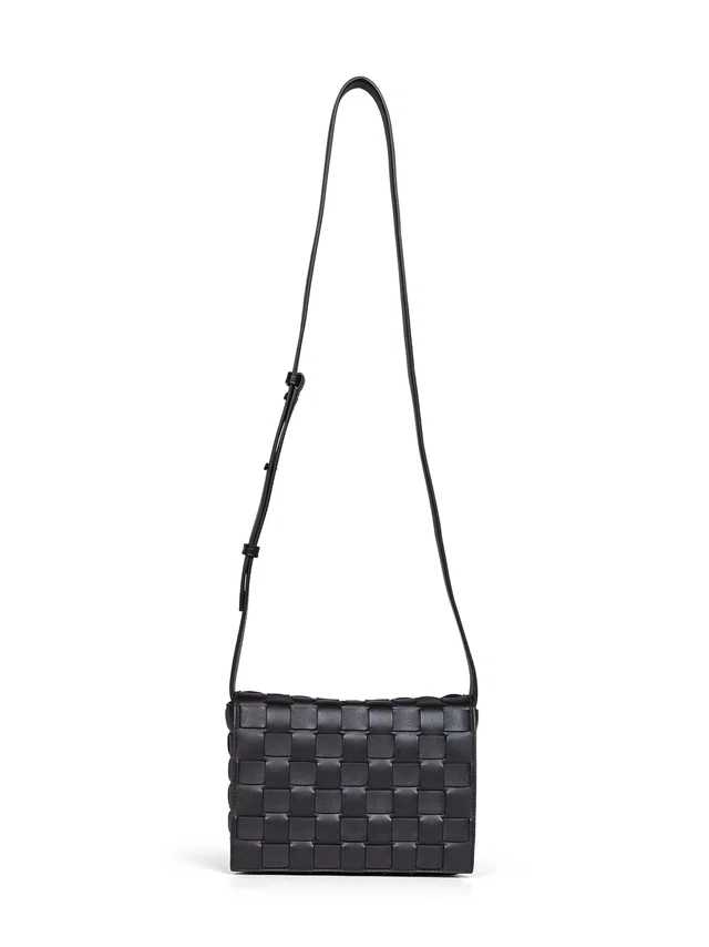Bottega Veneta Woven Intrecciato Calfskin Crossbody Bag — Black Calf Leather in Black Calfskin from HEWI