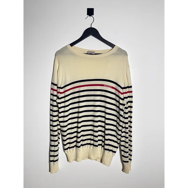 Moncler Knitwear Luxury France Chest Sleeve Logo Casual in Beige, Men's (Size Large) in white|neutral from Grailed