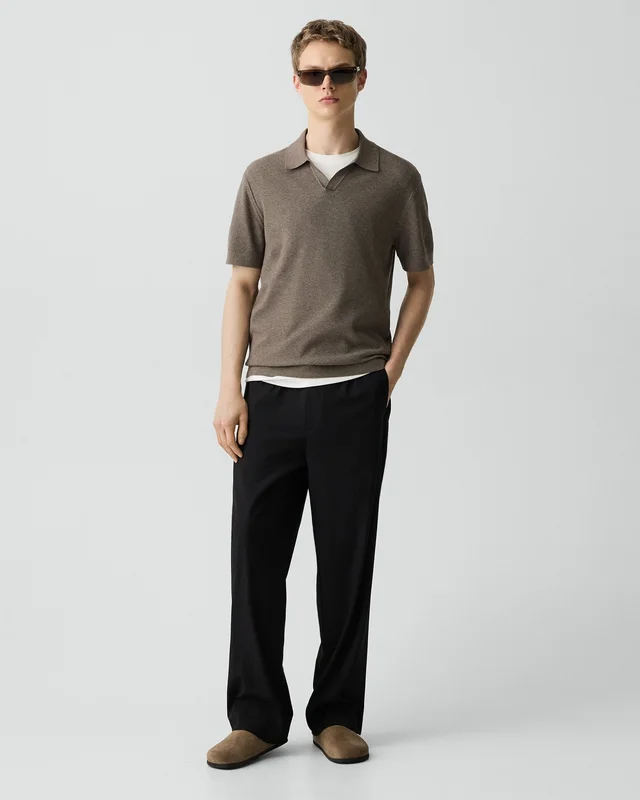 Theory Brenan Polo Shirt in Light Bilen in MOREL MELANGE 62% Viscose, 38% Polyester; Exclusive Of Elastic, photo 5 of 14 from Theory