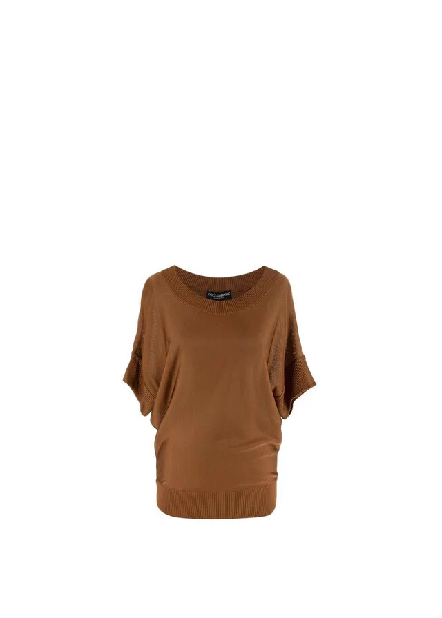 Dolce & Gabbana Chocolate Brown Fine-Knit Batwing Sweater in Brown from HEWI