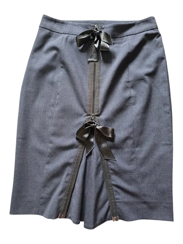 REDValentino Navy Pencil Skirt With Ribbon Zip Detail in blue|black Satin from Poshmark