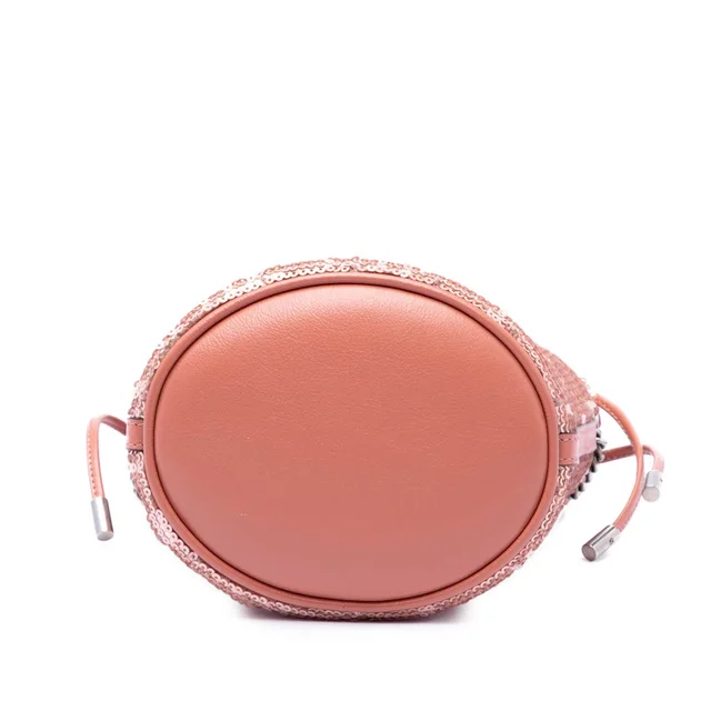 Pink Gucci Small GG Marmont Sequined Diagonal Matelasse Calfskin Bucket Bag in Pink Calfskin from Designer Revival, photo 2 of 2
