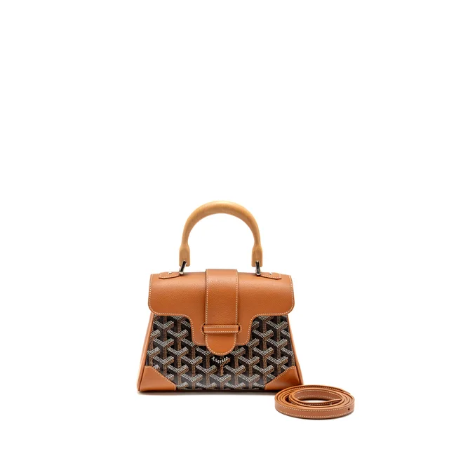 Goyard Mini Saigon Goyardine Canvas/Calfskin Black/Tan Shw in Black Calfskin from EMIER