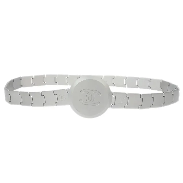 Chanel CC Silver Chain Belt 99P Small Good in Silver from AMORE Vintage Tokyo