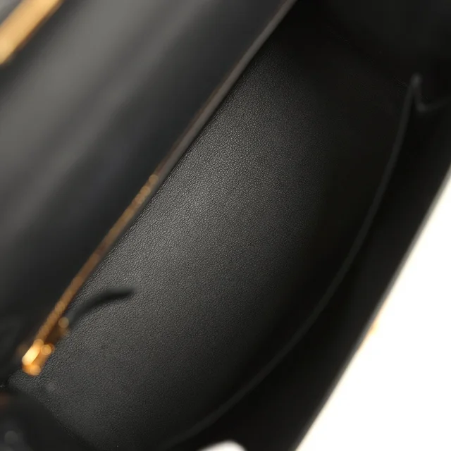 Hermès Padded Kelly Sellier 25 Black Swift Gold Hardware in Black Swift leather from Madison Avenue Couture, photo 8 of 9