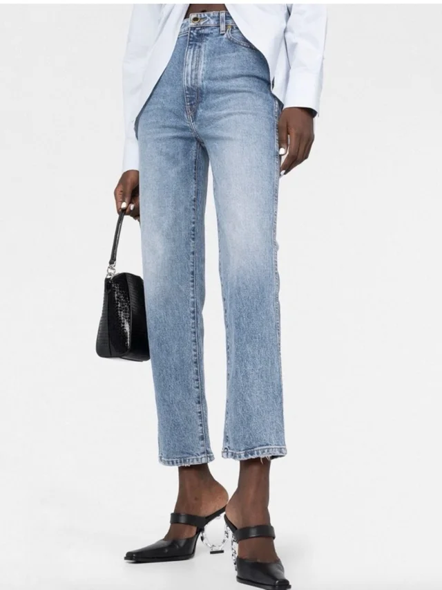 Khaite Abigail Straight Leg Cropped Ankle Jeans 100% Cotton Womens Size 27 in blue from Poshmark
