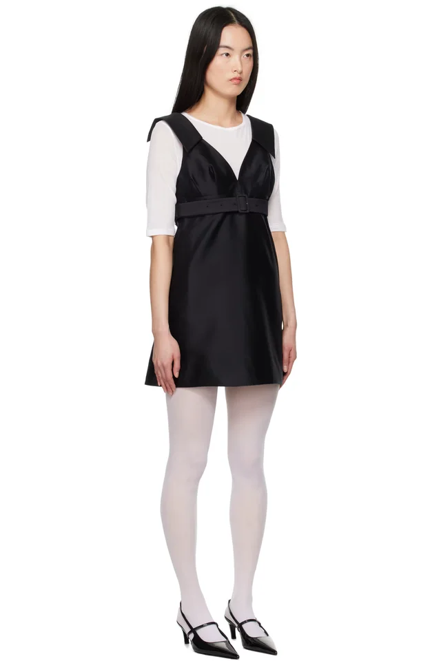 SHUSHU/TONG Black A-Line Lapel Minidress, photo 2 of 5 from SSENSE