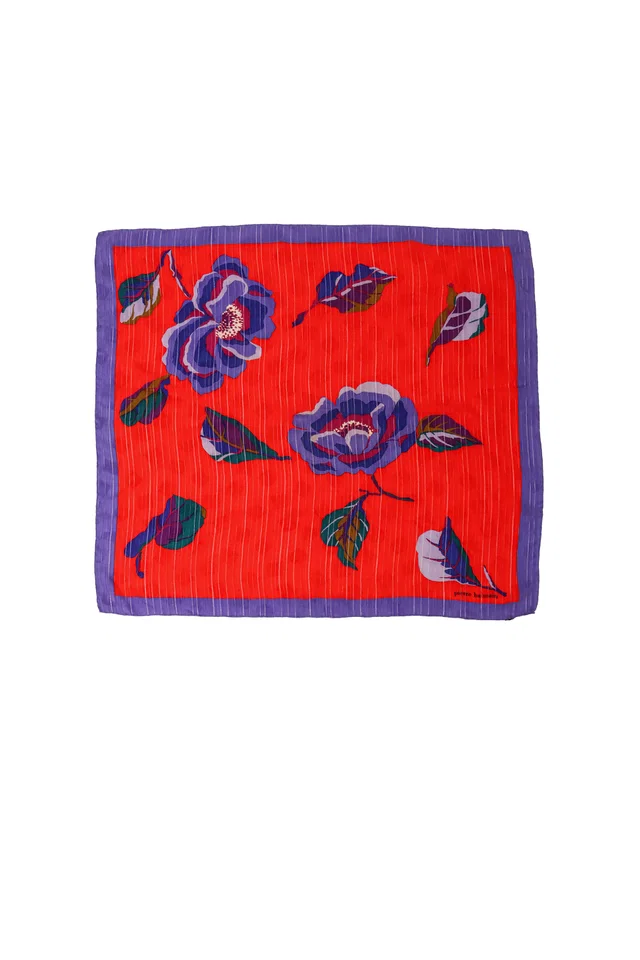 Balmain Floral Sheer Jacquard Stripe Scarf in Silk from Recess LA