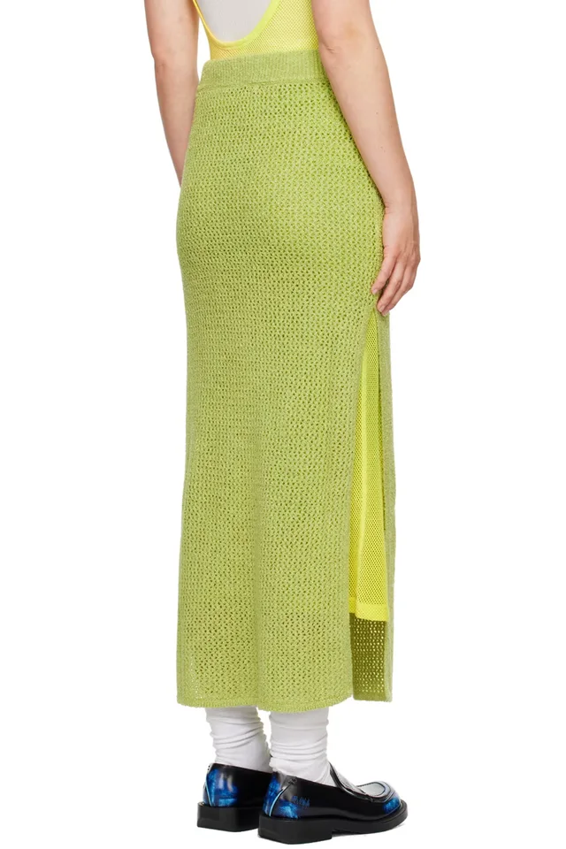 The Elder Statesman Green Selerino Net Midi Skirt, photo 3 of 4 from SSENSE