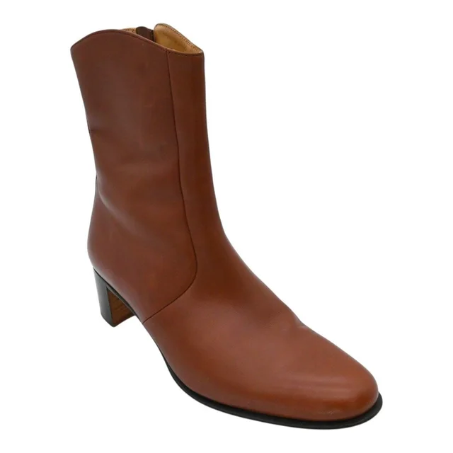 Hermès Tan Leather Ankle Booties in Brown Leather from Clotheshorse Anonymous