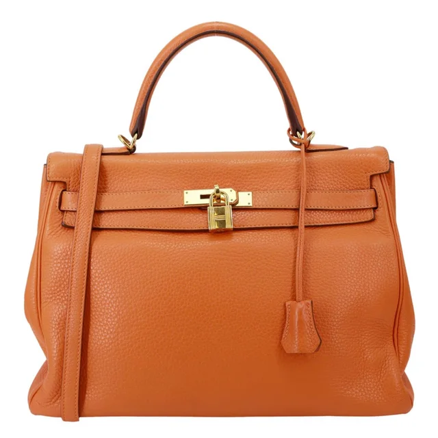 Hermès Kelly 32 Togo Leather Tote Shoulder Bag Orange in Orange Togo leather from Dallas Designer Handbags