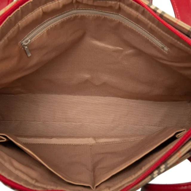 Beige Burberry Haymarket Check Canvas Tote in Beige Canvas from Designer Revival, photo 4 of 6