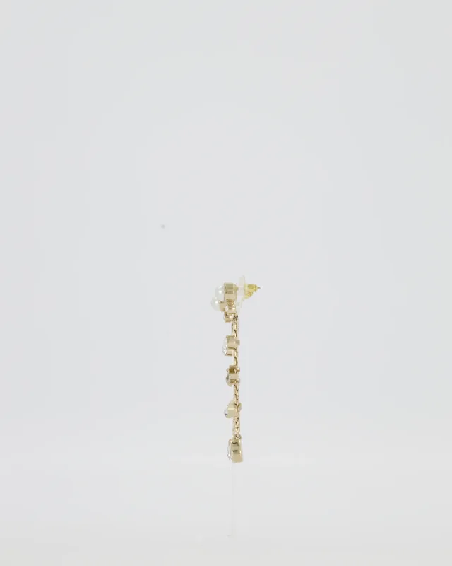 Chanel Pearl Crystal Drop Earrings in Gold from Sellier, photo 3 of 3