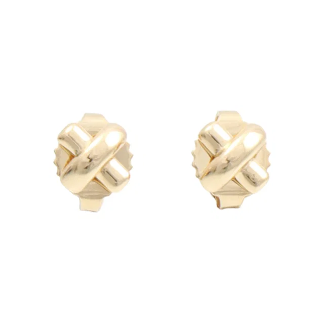 Tiffany & Co. 18K Yellow Gold Cross Stitch Earrings in Yellow from VINTAGE QOO TOKYO