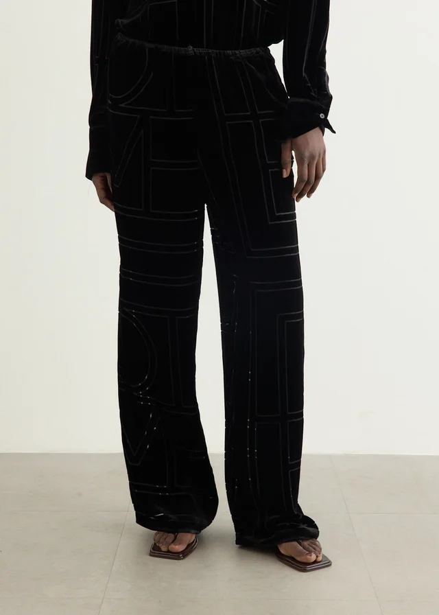 Toteme Monogram Devoré Pj Pants in Black from Incu, photo 1 of 1