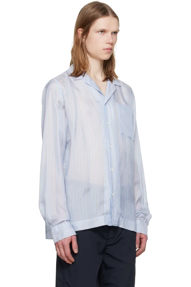 Dries Van Noten Blue Semi-Sheer Shirt, photo 2 of 2 from SSENSE