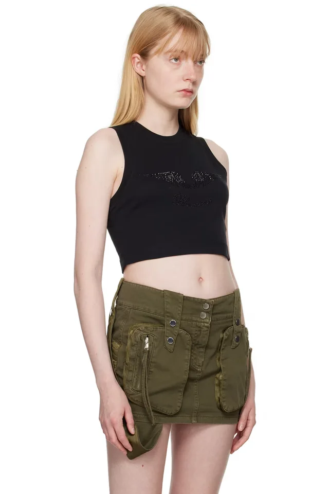 Blumarine Black Crystal-Cut Tank Top, photo 2 of 2 from SSENSE