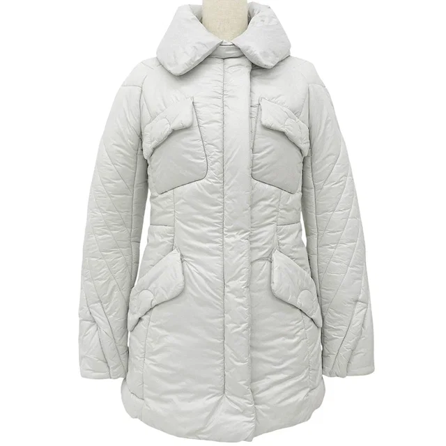 Celine Logo Embroidered Down Jacket #36 Gray in Grey Nylon from VINTAGE QOO TOKYO