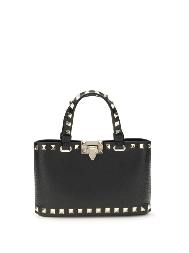 Valentino Garavani Top Handle Bag — Black Calf Leather Bos Taurus in Black Calfskin from HEWI
