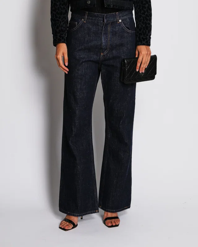 Dior Dark Denim Mid Flare High-Waist Jeans Size FR 40 (UK 12) in Denim from Sellier