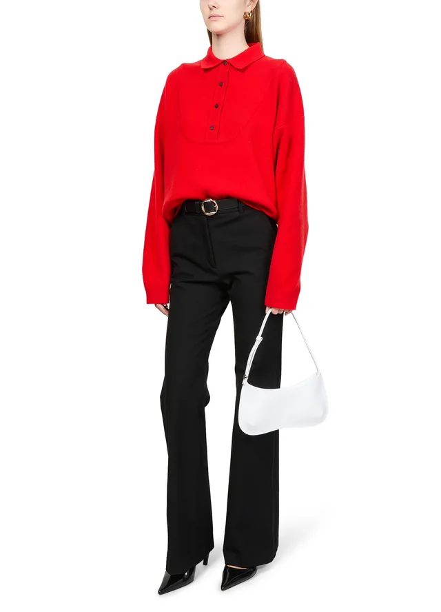 JACQUEMUS The Pallone vareuse-style knit in Red 89% merino wool, 10% cashmere, 1% polyamide, photo 6 of 6 from 24S (US)