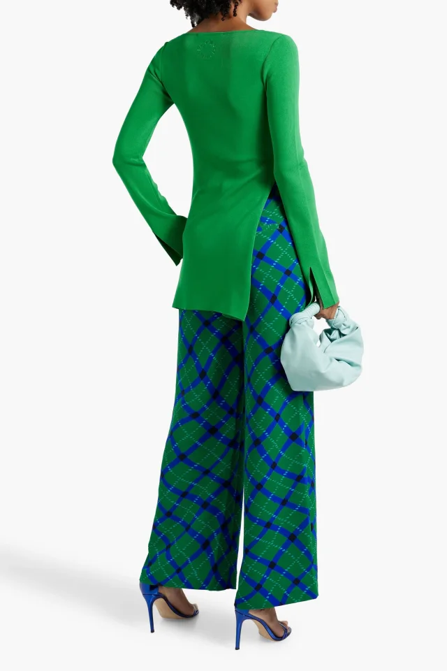 Simon Miller Bloo Pleated Checked Crepe Wide-Leg Pants in Green, photo 3 of 4 from THE OUTNET