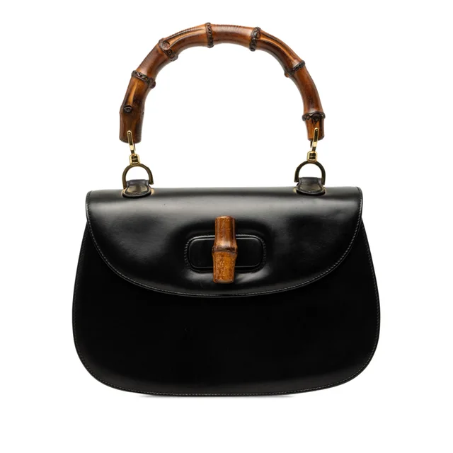 Black Gucci Calfskin Bamboo Night Satchel in Black Calfskin from Designer Revival, photo 1 of 1