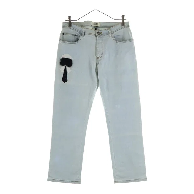Fendi Karlito Denim Pants Sequin Decoration Indigo in Denim from The Reluxe