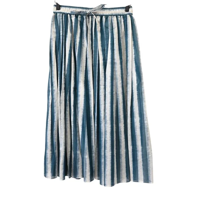 Dior Blue Striped Cotton Midi Skirt in Blue from Clotheshorse Anonymous