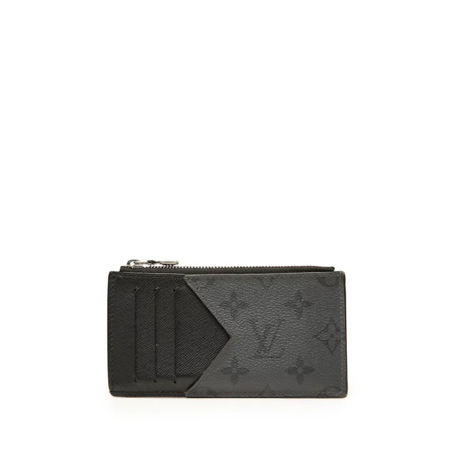 Black Louis Vuitton Monogram Eclipse Reverse Taigarama Coin Card Holder in Black Canvas from Designer Revival