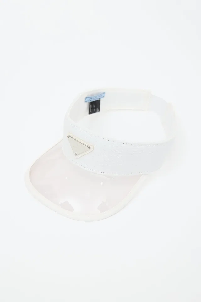 Prada Canvas & PVC Logo Visor in Canvas from VSP Consignment