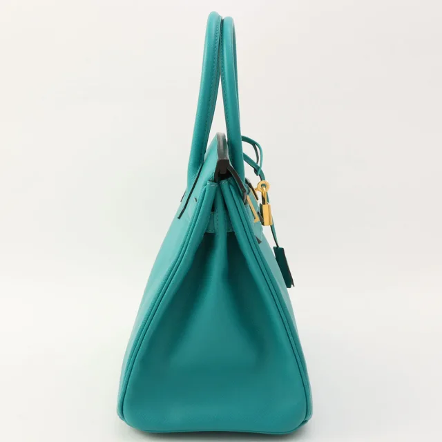 Hermès 2017 Birkin 30 Bleu Paon in Blue Epsom leather from VINTAGE QOO TOKYO, photo 3 of 11