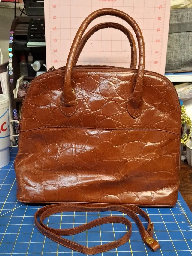 Furla Vintage Croc-Embossed Leather Dome Satchel Bag Rehab in brown|red Crocodile from Poshmark