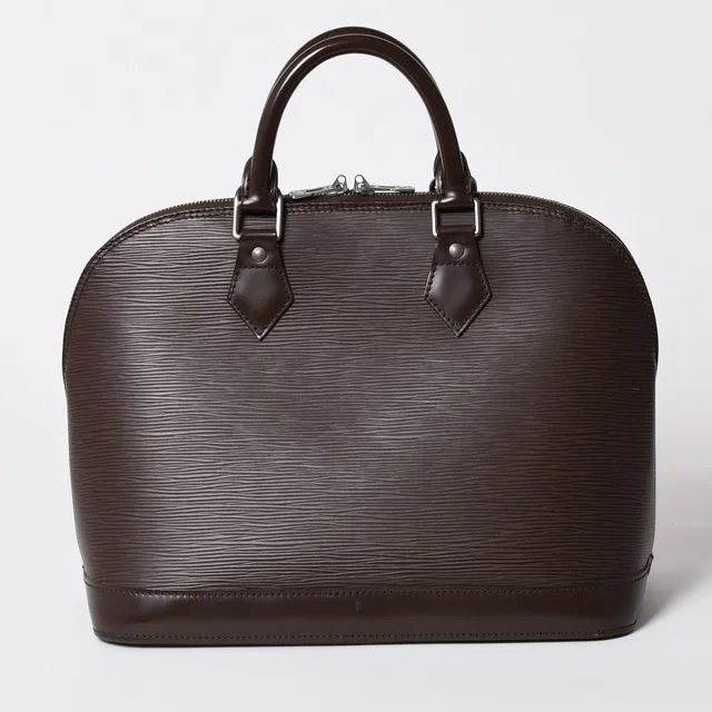 Louis Vuitton Alma PM Handbag Epi Leather Dark Brown Silver in Brown Leather from The Reluxe