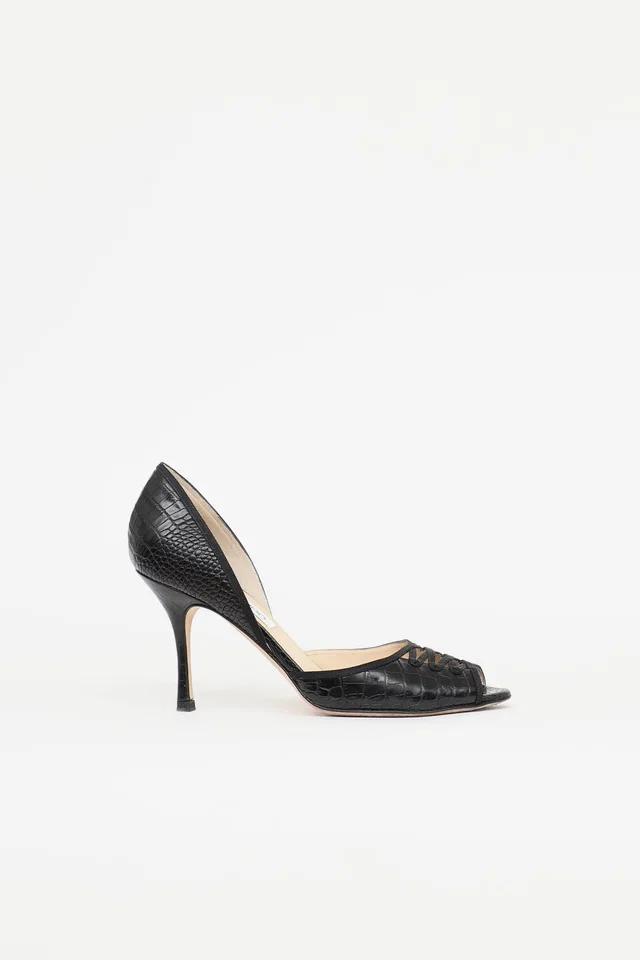 Jimmy Choo Embossed Peep Toe Pump in Crocodile from VSP Consignment