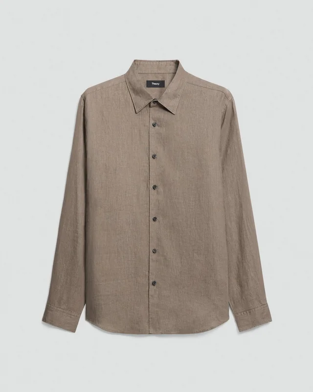 Theory Irving Shirt in Relaxed Linen in MOREL 100% Linen, photo 7 of 9 from Theory
