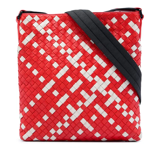 Red Bottega Veneta Bicolor Nappa Intrecciato Crossbody in Red Nappa leather from Designer Revival